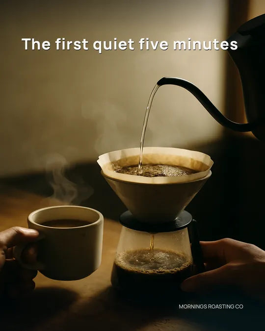 Pour-over coffee — Brand Brain and Create start from the business, not a blank caption